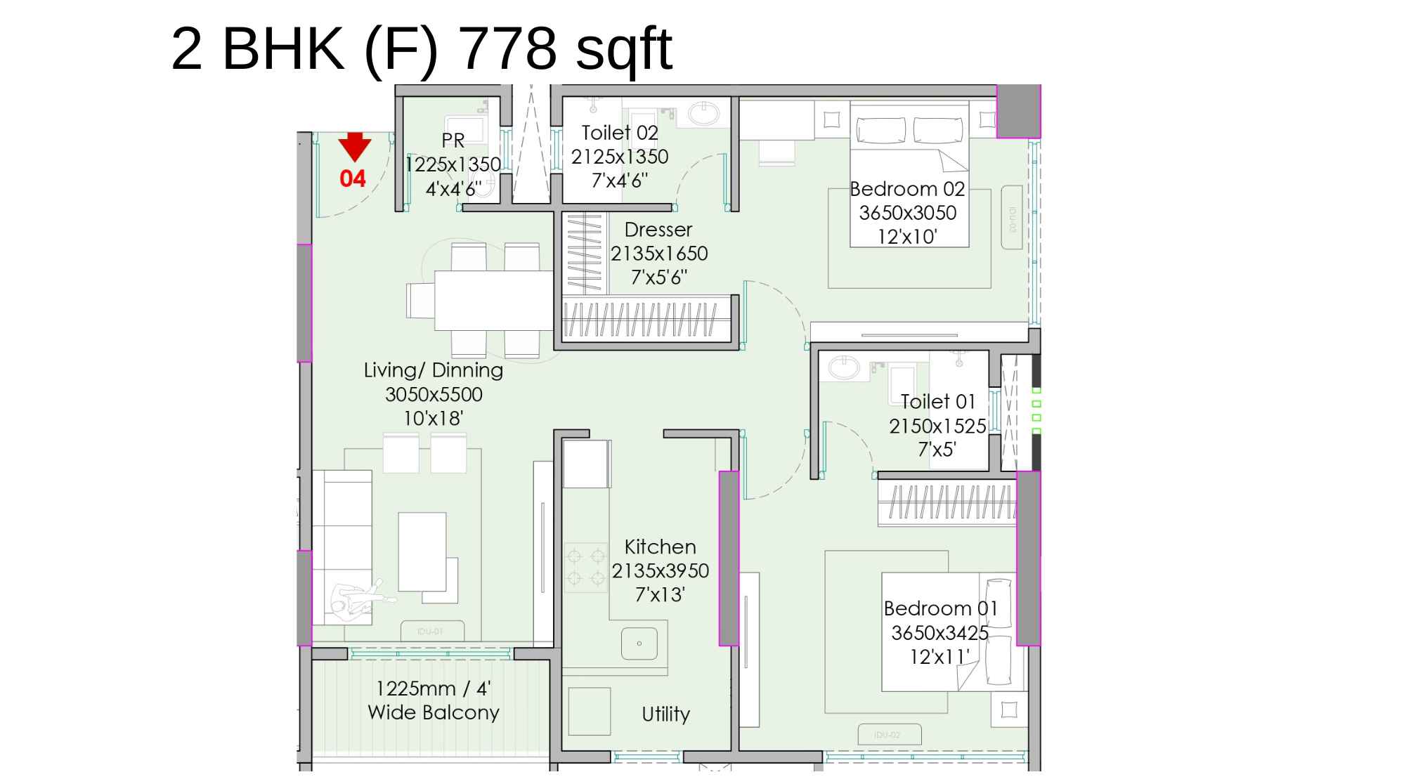 Transcon-Silverbay-Floor-Plan-2-BHK-778-sqft