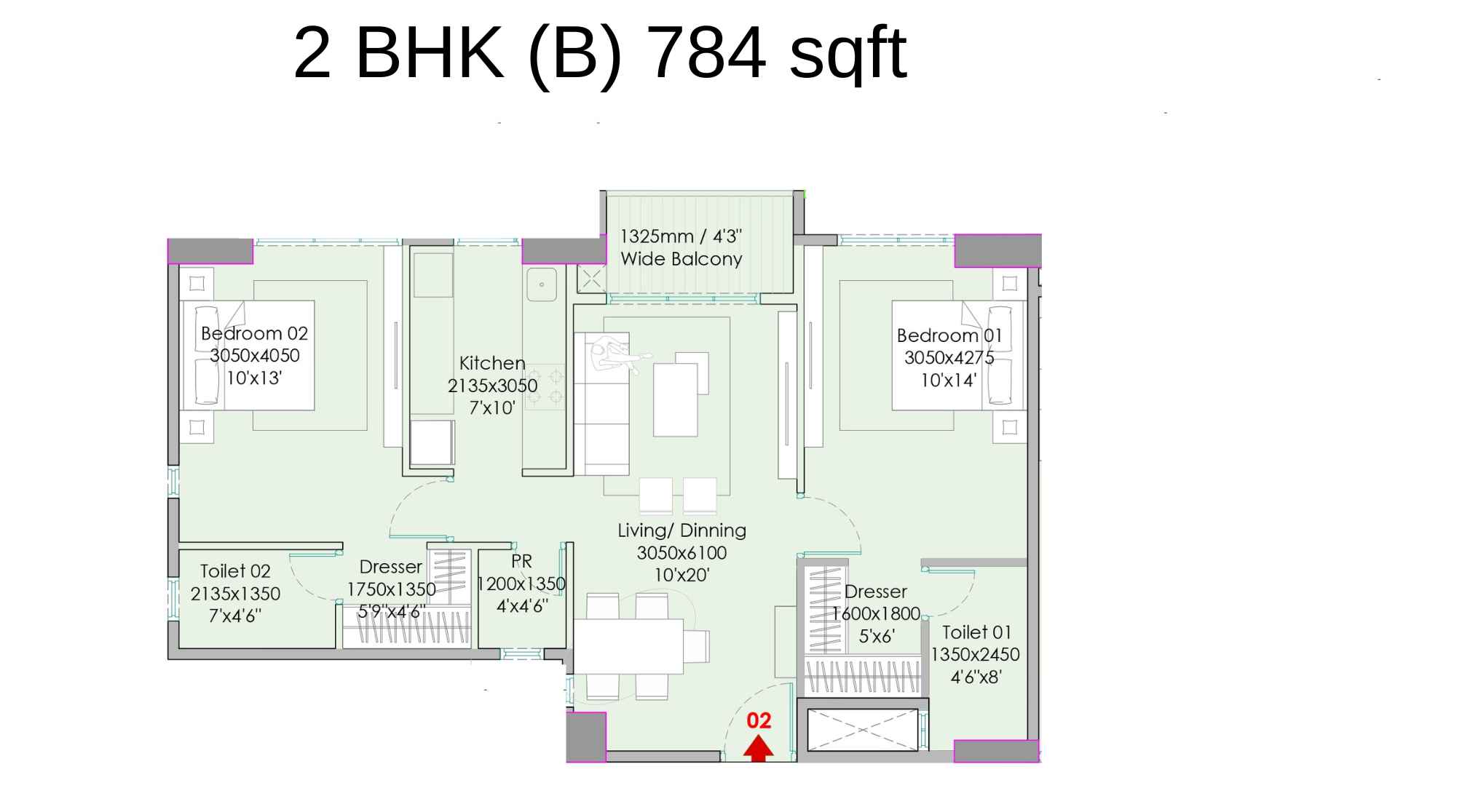 Transcon-Silverbay-Floor-Plan-2-BHK-784-sqft